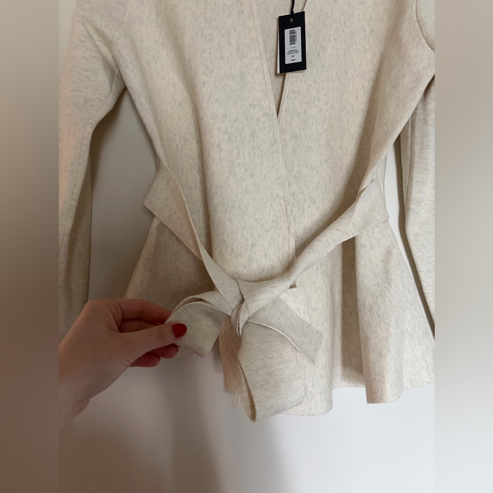 Aritzia Cream Wrap Tie Waist Sweater - Picture 5 of 6